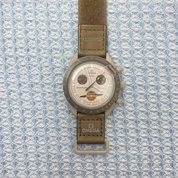 🔥Swatch x Omega Saturn ChronographBeige Bioceramic